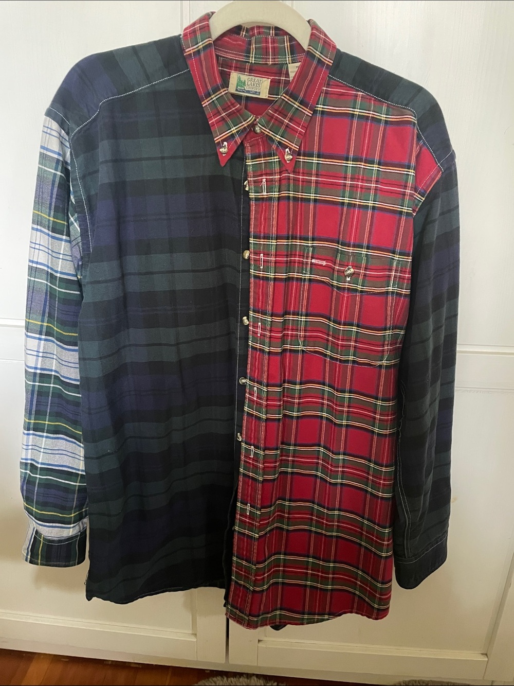 Vintage multi patterned plaid button down shirt